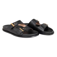 New Cole Haan Women's Marisol Footbed Sandals Black Leather Size 6 M Slides NIB