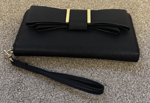 Betsey Johnson Wallet Wristlet Bow Black Zip-Around New without Tag - 第 3/5 張圖片