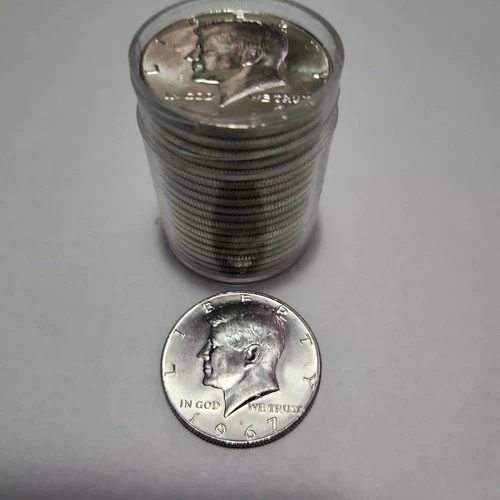 Tube of 1967 Kennedy Half Dollars Uncirculated 40% Silver