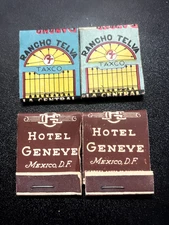 Lot (4) Vintage Mexican Hotel Matchbooks- 1920-1940's Mexico Hotels Unused
