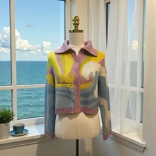 House of Sunny High Tides  Button Up Women’s Cardigan Size 6 Coastal Preppy