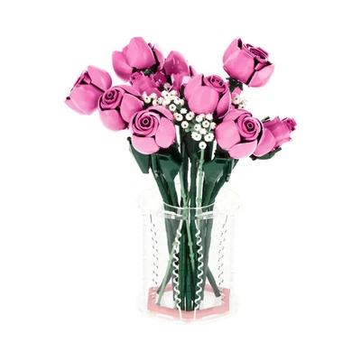 PLEXICO UNIQUEDISPLAY Display Vase für LEGO 10374 Blumenstrauß rosa Rosen