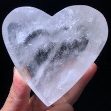 334g Rare Clear white crystal Hand Carved Heart-Love Crystal Reiki Healing