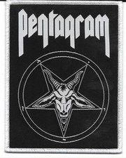 PENTAGRAM-RELENTLESS- WOVEN PATCH-WHITE BORDERS