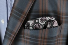 Lord R Colton Masterworks Pocket Square - Black  Pink Geometric Silk - 75 New