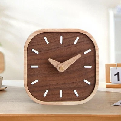 Horloge de table en bois, silencieuse, décorative à poser sur une table - Photo 1/4