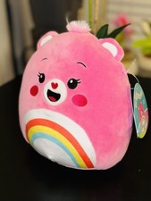 Squishmallows Care Bears Cheer Bear 8 Inch Rainbow Tummy Soft Plush New