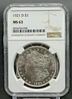 1921-D Morgan Silver Dollar NGC MS 63 Uncirculated