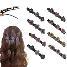 Braided Hair Clips - Sparkling Crystal Stone Barrettes For Styling Partitions...