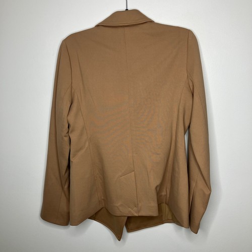 NWT SPANX The Perfect Asym Tailored Blazer Ponte Toffee Tan Khaki Large - Picture 3 of 6