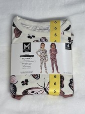 Member's Mark New Girls 4-Piece Organic Cotton Pajama Set Size 6 Butterfly Pink
