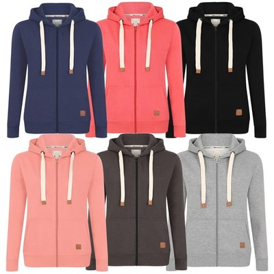 Damen Full Zip Fleece gefütterter Hoodie Reißverschluss Pullover extra warm schwarz grau UK 8-20