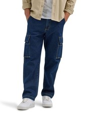 Wrangler Men's Straight Leg Denim Cargo Pants Austen Dark Wash Size 30 X 30