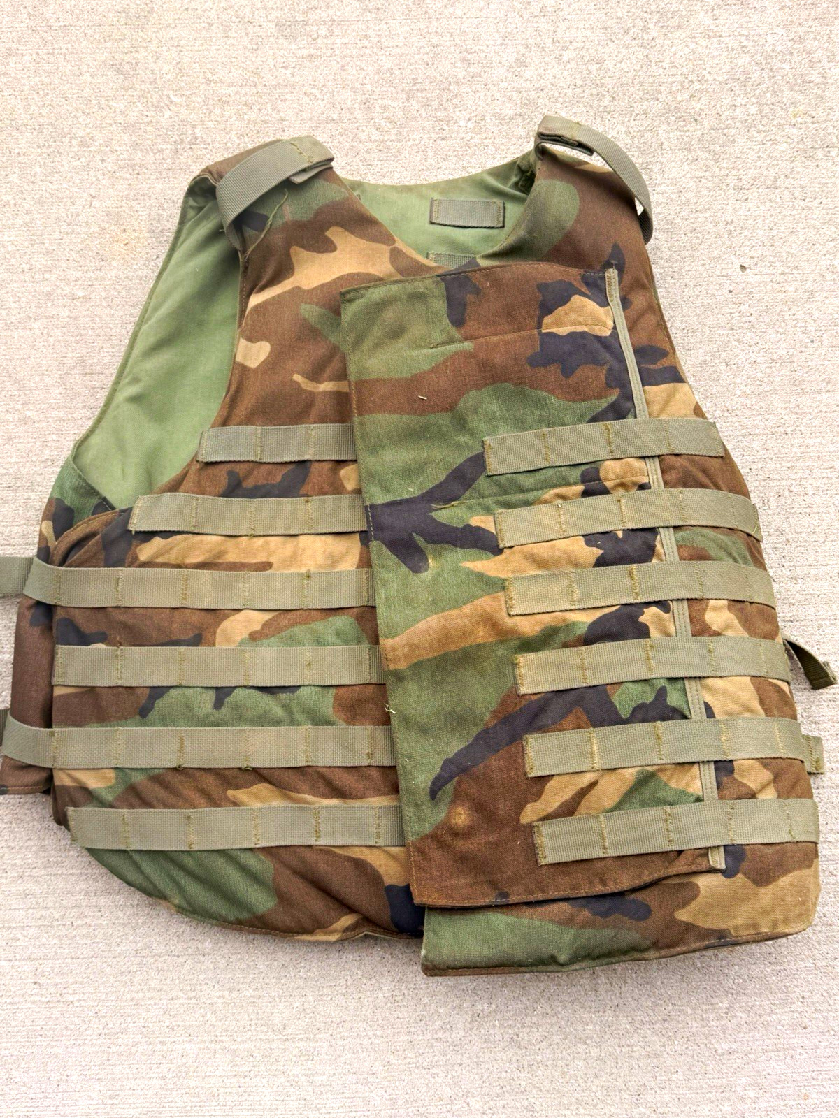 Interceptor Base Vest Carrier Medium Nylon Adjustable Woodland Camo Tactical