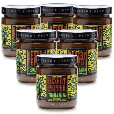 Tequila Salsa 16 Oz, 6-Pack with Tomatoes & Jalapenos - Vegan Gluten-Free Snack