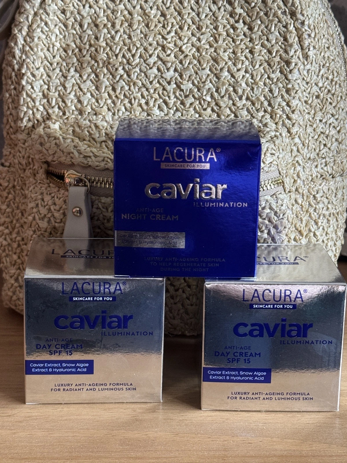 3 x Genuine Lacura Illumination Caviar Day & Night Creams - New
