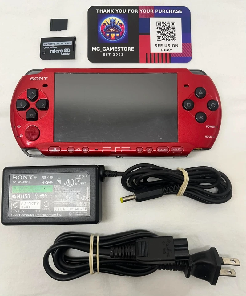 PSP 3000 Rojo y Negro / Batería Nueva / Cargador / ¡Sin Región!!! Foto 2 de 4