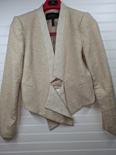 BCBGMaxazria Blazer Oatmeal Waterfall Front Contrast Fabric sz small