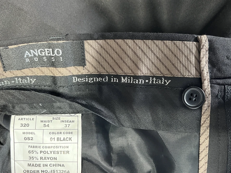 Pantalones de vestir negros Angelo Rossi para hombre talla 54x37 NUEVO Foto 3 de 4