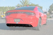 SRT Style Rear Bumper Dual Exhaust Diffuser For 15-Up Dodge Charger Base Model