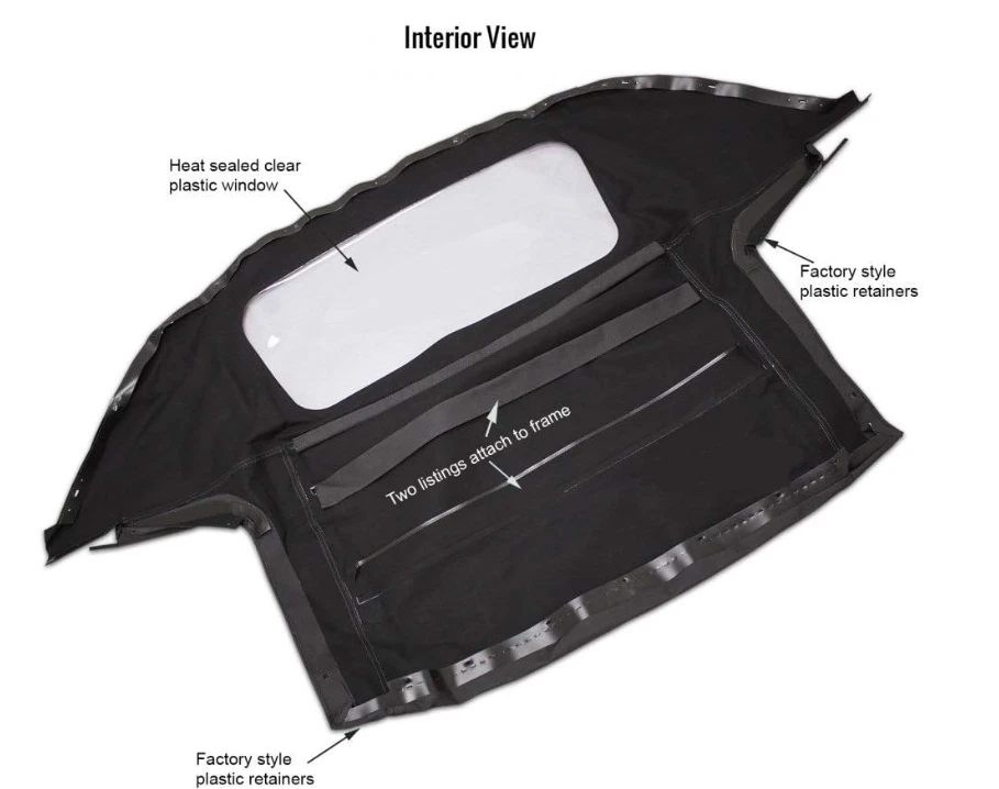 Mazda Miata Convertible Top & Plastic Window 1990-2005 Black Cabrio - Image 2 of 4