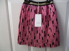  605 Gucci Girls Bow Pleated Silk  Lurex Metallic Midi Skirt sz 6 NWT