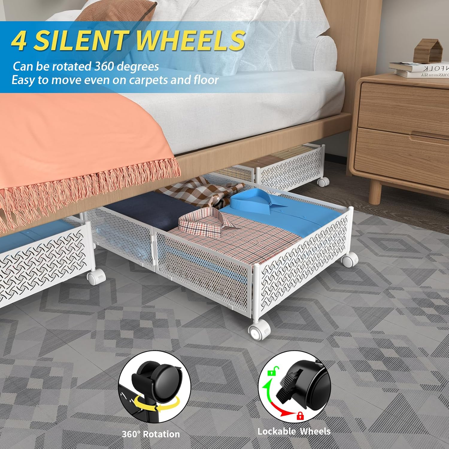 Under Bed Storage Containers with Wheels for Shoe and Closet Organization-image