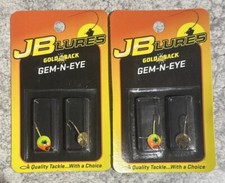2 Packs JB Lures Gem N Eye Ice Fishing Jigs #8 Chartreuse Orange Gold Back