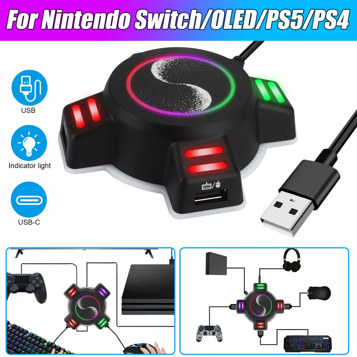 Gaming Keyboard Mouse Adapter Converter for PS4 PS5 XBOX 360 One