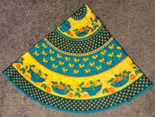 Oranges and Lemons Tablecloth 70 Round New Teal Flowers Fast Ship