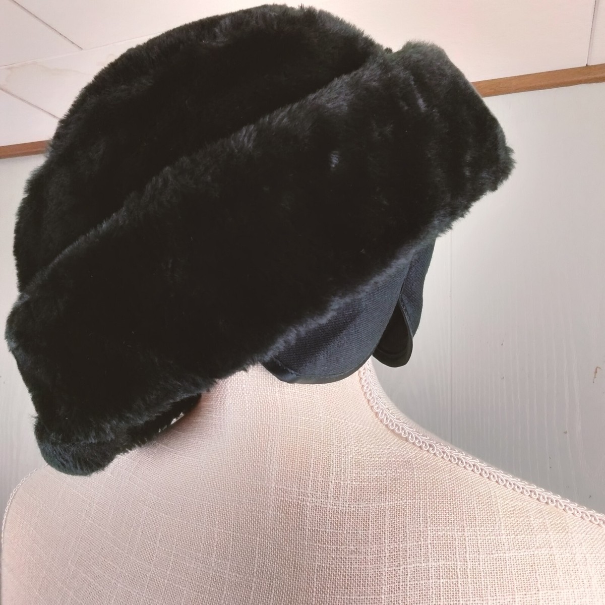 Vintage Dobbs Fifth Avenue Faux Fur Hat Mens M Black Ear Vintage Dobbs Fifth Avenue Faux Fur Hat Mens M Black Ear