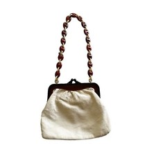 Walborg Vintage Made In Italy Petit Point Leather Bag With Lucine Chain Strap.