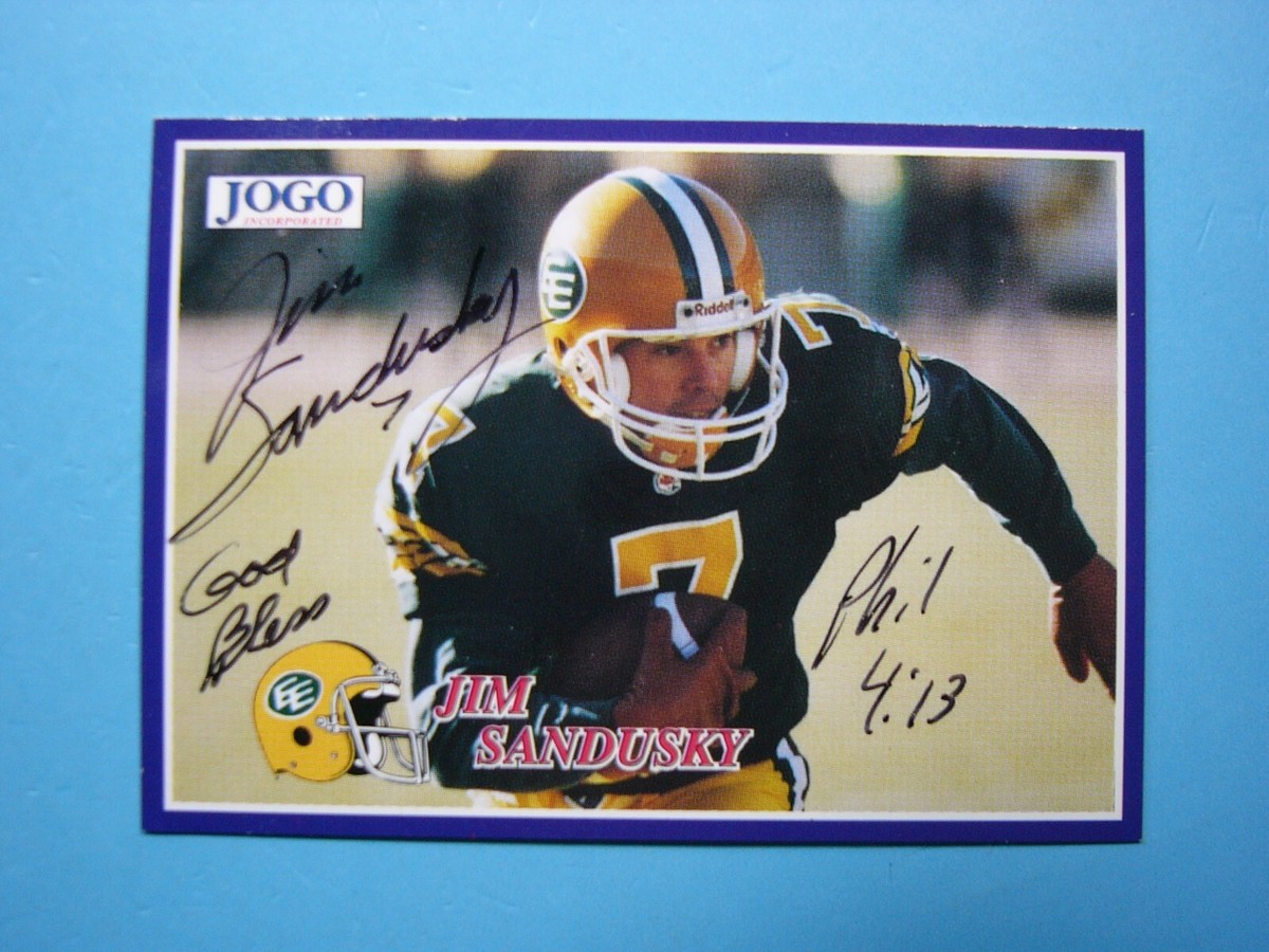 アメリカのフットボールカードサイン 1995 JOGO CFL FOOTBALL CARD #76 JIM SANDUSKY NM SHARP!! AUTO