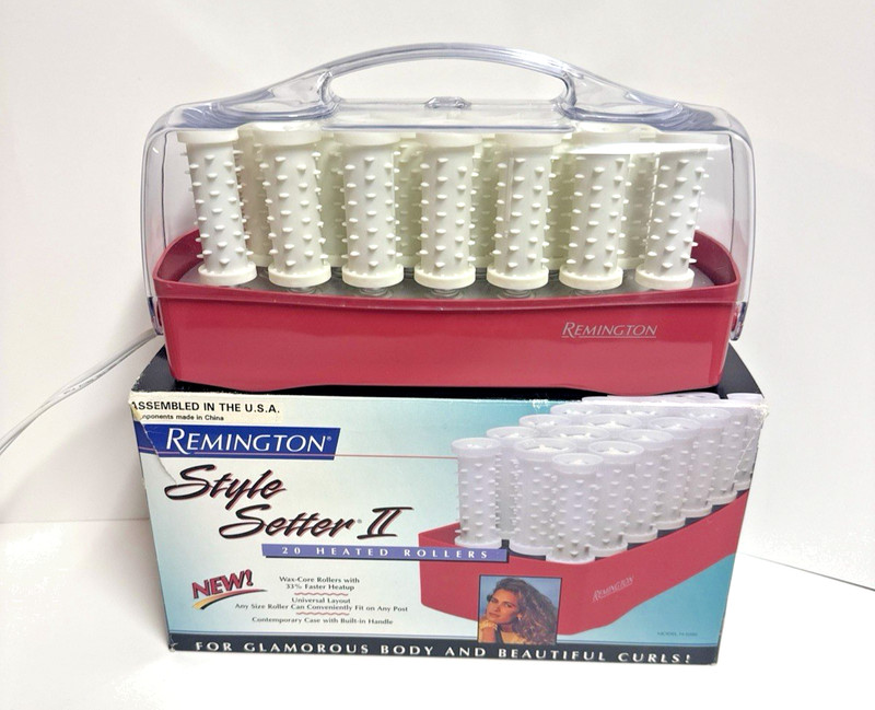 Remington Style Setter C-20 Hot Rollers Hair Curlers Red with Clips VTG 1990s