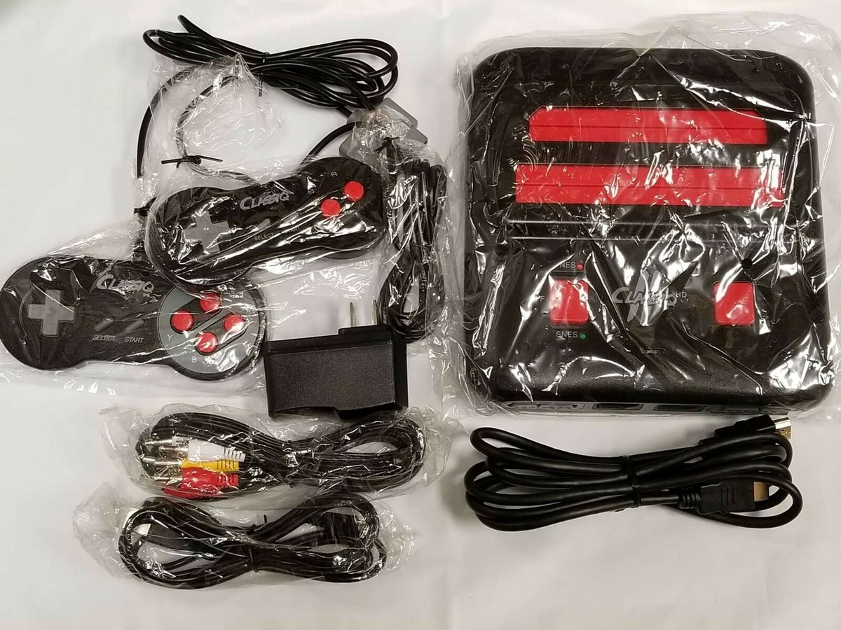 Classiq 2 HD 720p Twin Video Game System Black/Red for SNES/NES