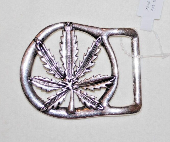 New Belt Buckle Marijuana Mary Jane Silver Tone Leaf MJ Pot Weed 420