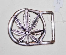 New Belt Buckle Marijuana Mary Jane Silver Tone Leaf MJ Pot Weed 420