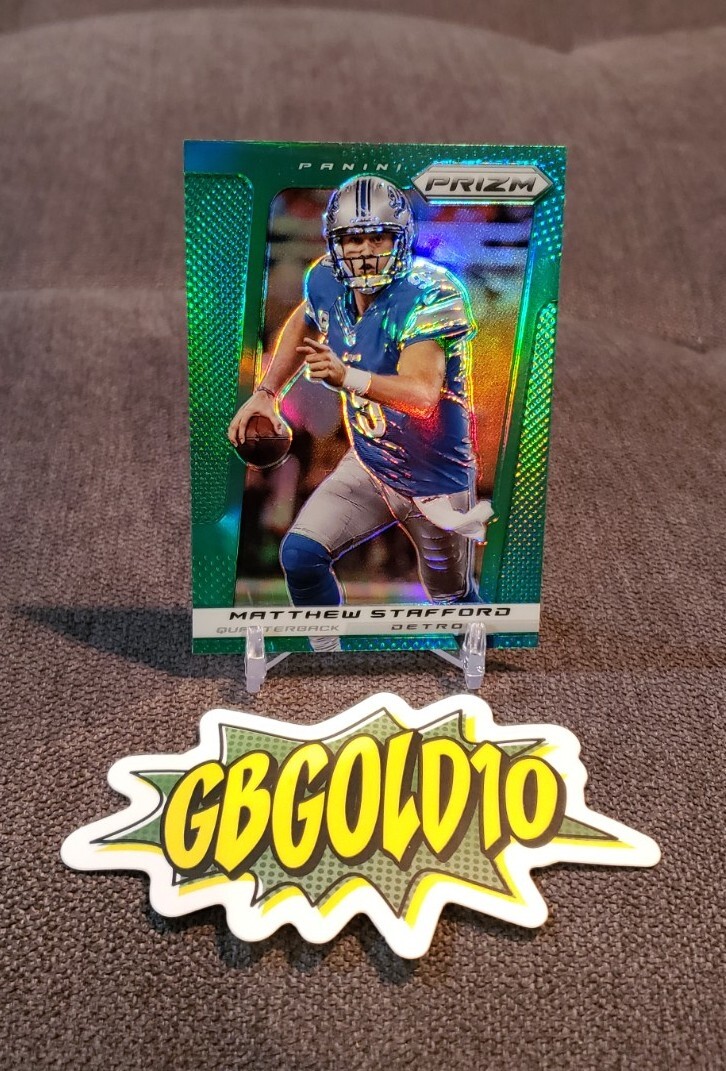 2013 Prizm Football Matthew Stafford Green Parallel SP Lions