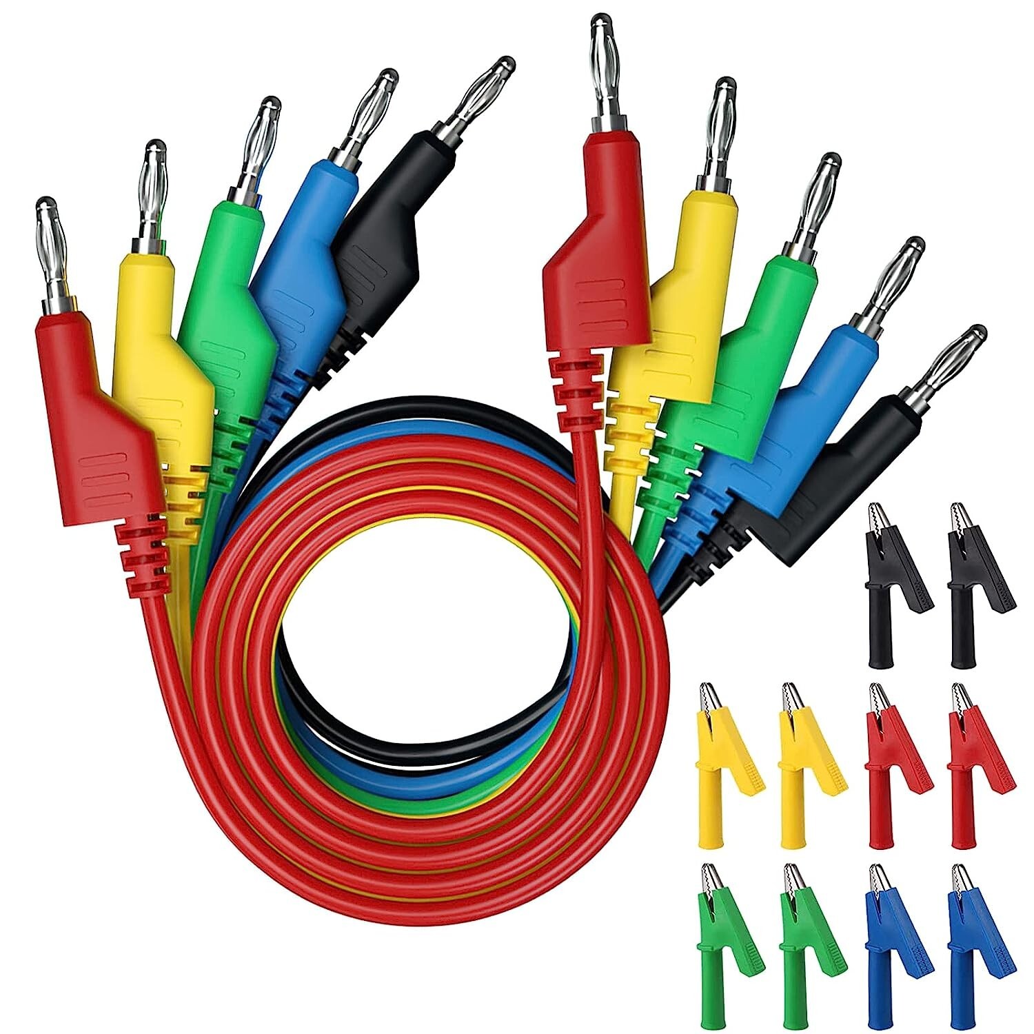 Cordon de mesure multimètre 4mm lot de 5 câbles banane avec 10 sondes