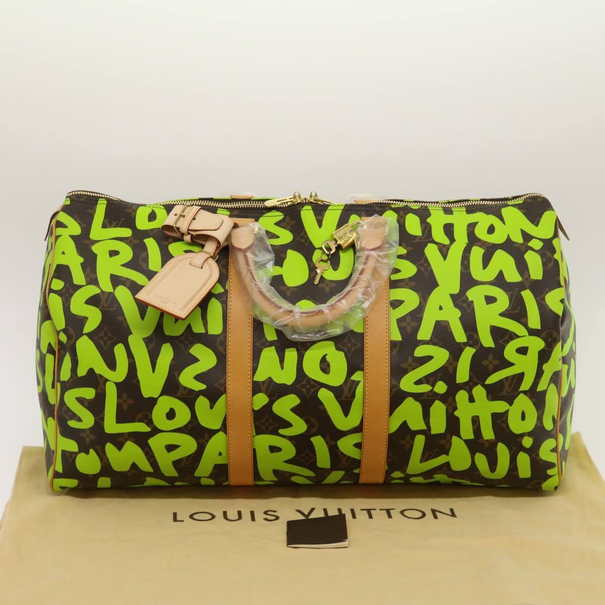 LOUIS VUITTON Monogram graffiti Keepall 50 Boston Bag Vert M93700 