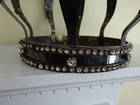 Exquisite RARE HUGE Antique Ornate Silver Metal & Rhinestone Paste Jeweled Crown — photo 5