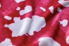 White Cow on red Velboa upholstery Fabric per yard 60 wide