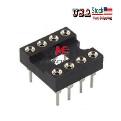 100PCS 8Pin DIP SIP Round IC Sockets Adaptor Solder Type Gold Plated Machined US