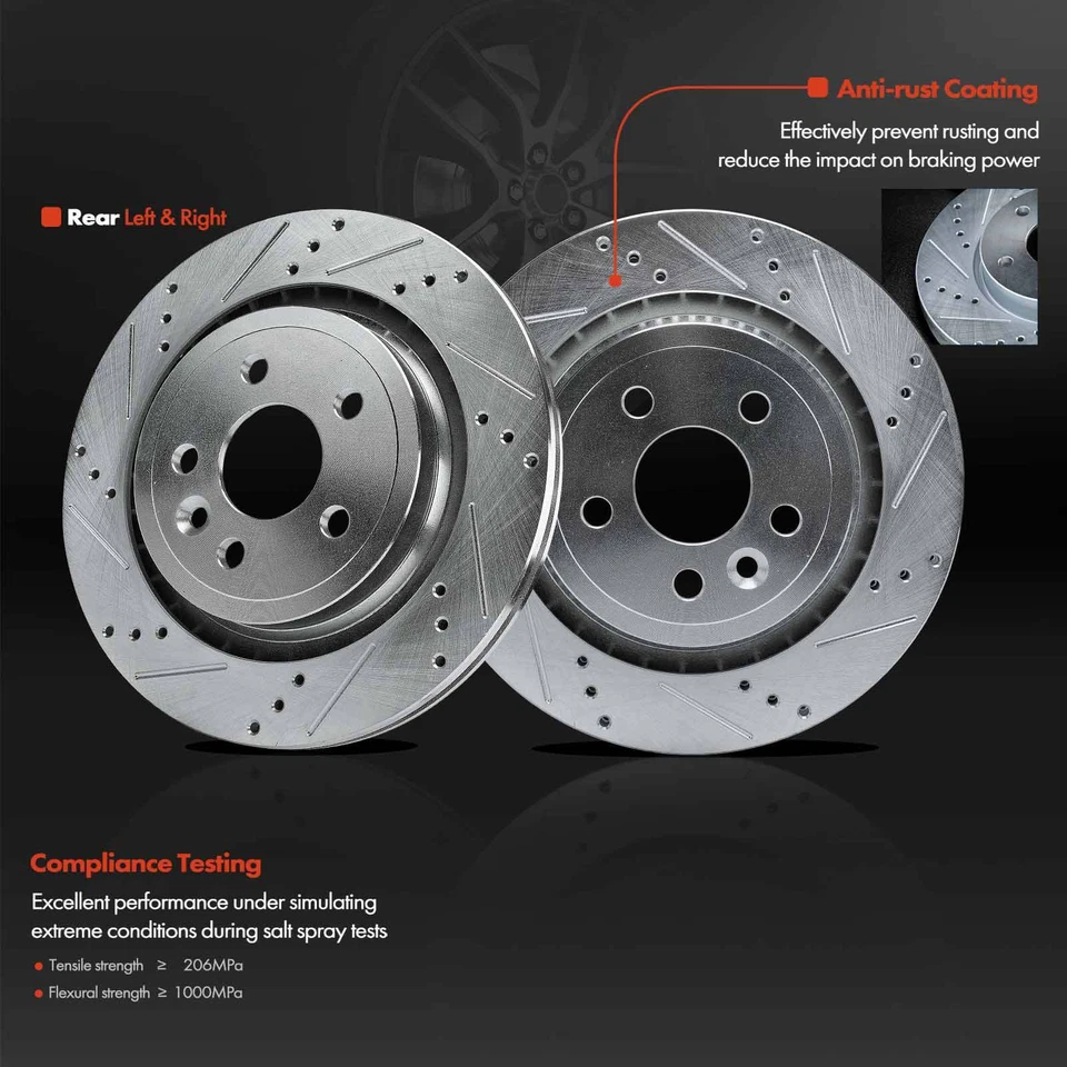 Rotores de freno traseros perforados y pastillas de freno de cerámica para Volvo S60 2011-2018 S80 V70 Foto 4 de 4