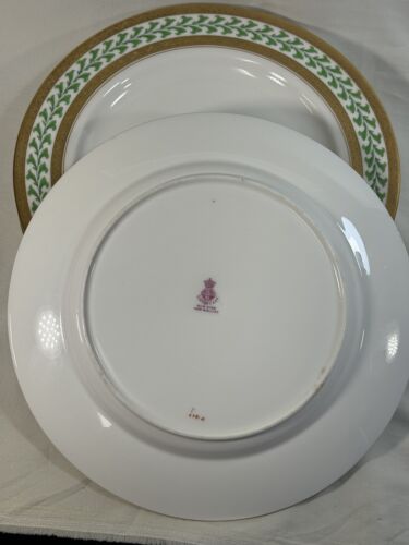 (4) Tiffany By Minton Gold Encrusted w/Green Enamel 10.375" DINNER PLATES H1064 - Picture 9 of 10
