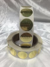 Hallmark Embossed Gold Foil Seals 1" Diameter Gold Crown 1000 Sticker Roll
