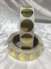 Hallmark Embossed Gold Foil Seals 1" Diameter Gold Crown 1000 Sticker Roll
