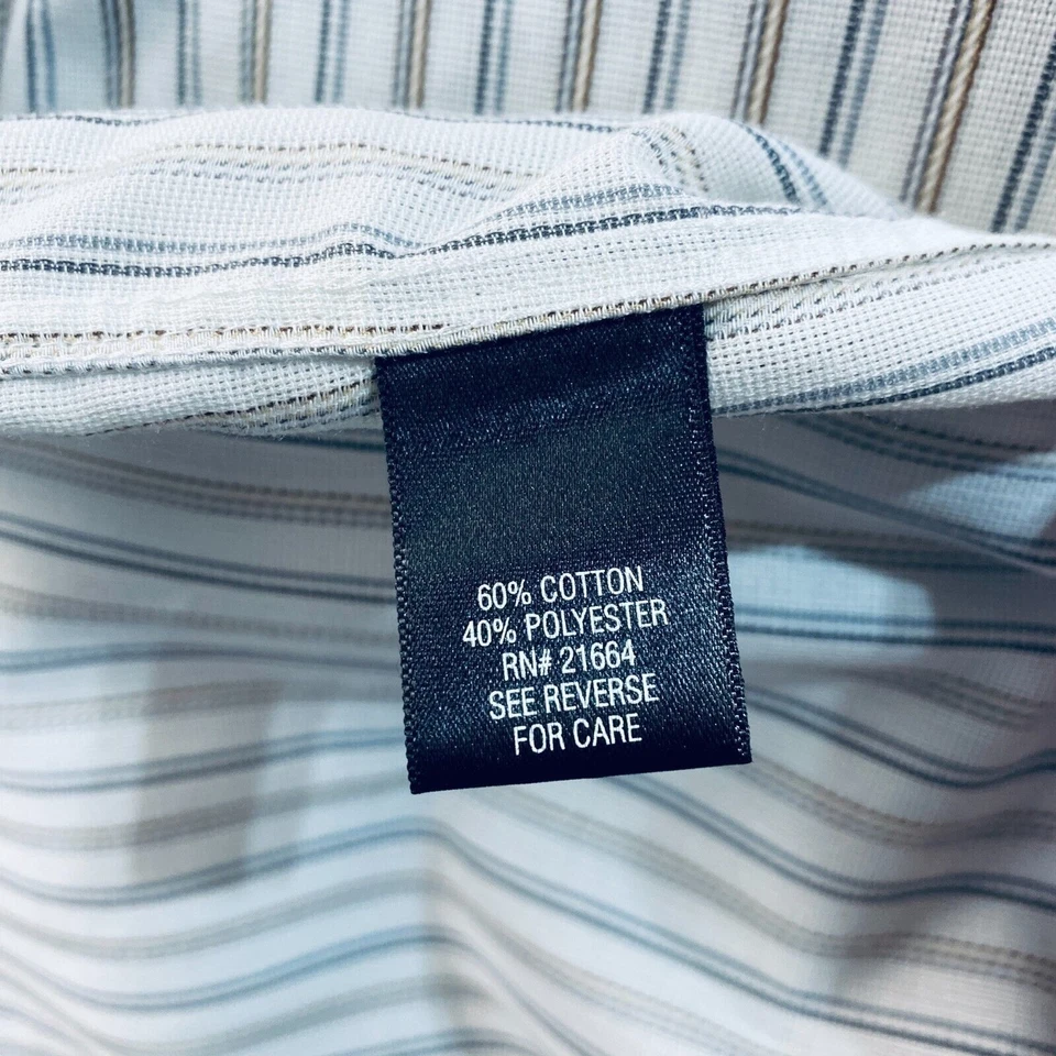 Camisa de vestir para hombre Apt.9 M 15,5 32/33 abotonada manga larga a rayas tostadas  Foto 4 de 4