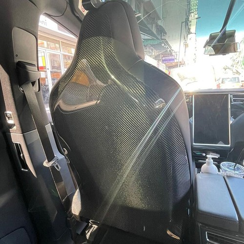 For Tesla Model X 2016-2020 2PCS Real Carbon Interior Seat Back Cover Trim Shell - Picture 3 of 12