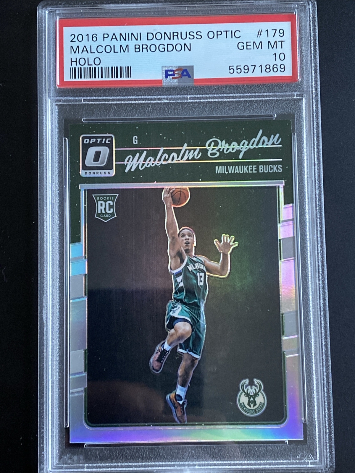 2016-17 Donruss Optic Malcolm Brogdon Holo Prizm Rookie RC #179 PSA 10 GEM Mint